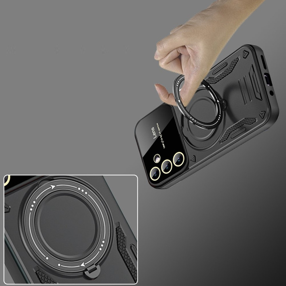 Etui pancerne do Honor Magic 6 Lite 5G, Magnetic Ring, czarne