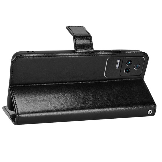 Etui z klapką do Xiaomi Poco F4 5G, Crazy Horse Wallet, czarne