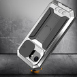 Etui pancerne do iPhone 16E, R-JUST, z ruchomą przesłoną aparatu, srebrne