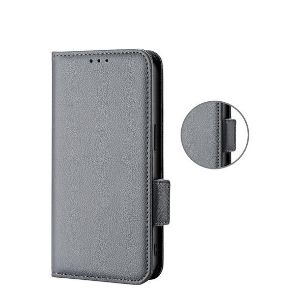 Etui z klapką do Xiaomi Redmi Note 12 5G / POCO X5 5G, Wallet Litchi Magnet, szare