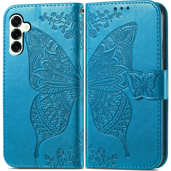 Etui z klapką do Samsung Galaxy S25 FE, Butterfly, niebieskie