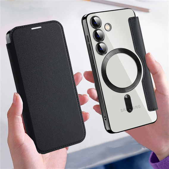 Etui z klapką do Samsung Galaxy S24+ Plus, RFID Wallet MagSafe z ochroną aparatu, czarne