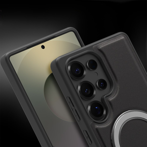 Etui do Samsung Galaxy S25 Ultra, kompatybilne z MagSafe, z podstawką – czarne