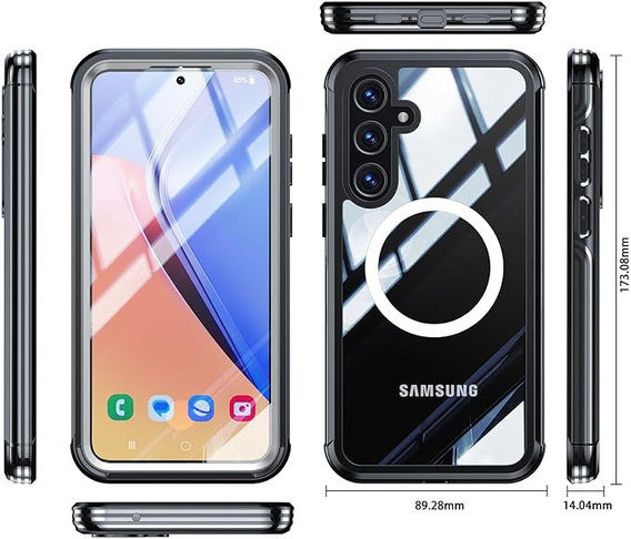 Etui do Samsung Galaxy A55 5G, Shockproof, ze szkłem, do MagSafe, czarne
