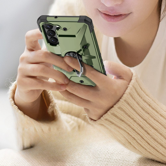Etui pancerne do Samsung Galaxy S23, z ringiem, zielone