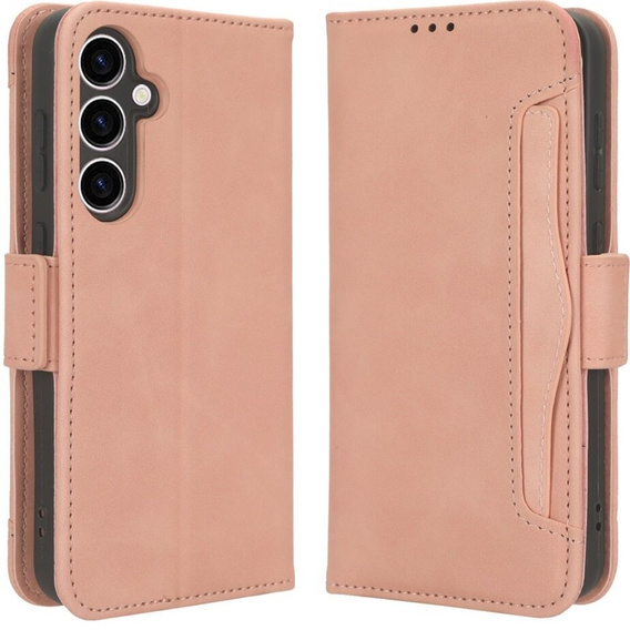 Etui z klapką do Samsung Galaxy S23 FE, Card Slot, różowe