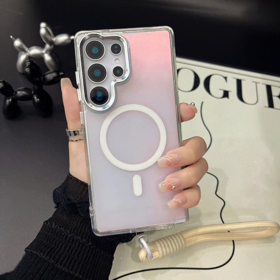 Etui do Samsung Galaxy S25 Ultra – laserowe, z MagSafe i paskiem – białe/kolorowe