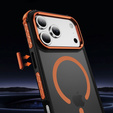 Etui Matt Case do iPhone 17 Pro Max, pancerne, do MagSafe, przydymione z pomarańczowymi bokami