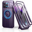 Etui pancerne do iPhone 14 Pro Max, Dexnor CamProtect MagSafe, fioletowe (Dwie ramki)