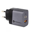 Szybka Ładowarka Sieciowa USB-A / USB-C 3A Forcell 45W PD QC 4.0, szara do Galaxy S23 S24 Ultra