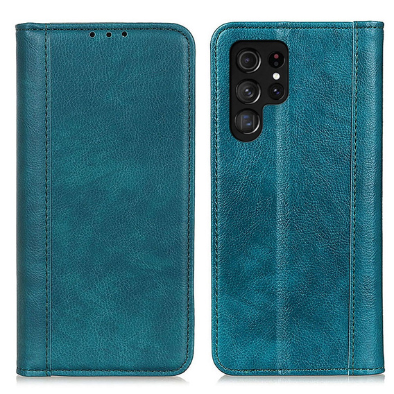 Skórzane Etui do Samsung Galaxy S24 Ultra, Wallet Litchi Leather, zielone