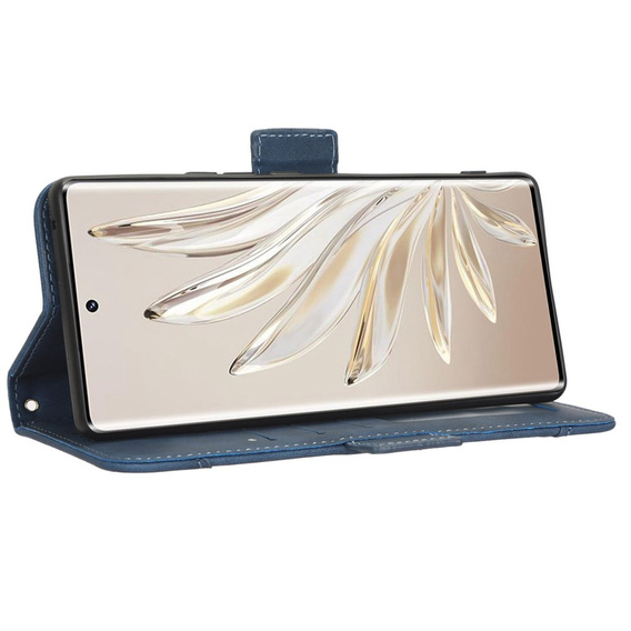Etui z klapką do Honor 70 5G, Card Slot, granatowe
