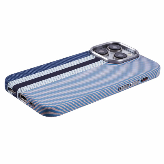 Etui do iPhone 15 Pro, Carbon Fiber MagSafe, niebieskie