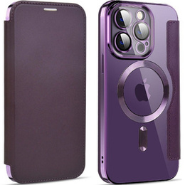Etui z klapką do iPhone 14 Pro, RFID Wallet MagSafe z ochroną aparatu, fioletowe