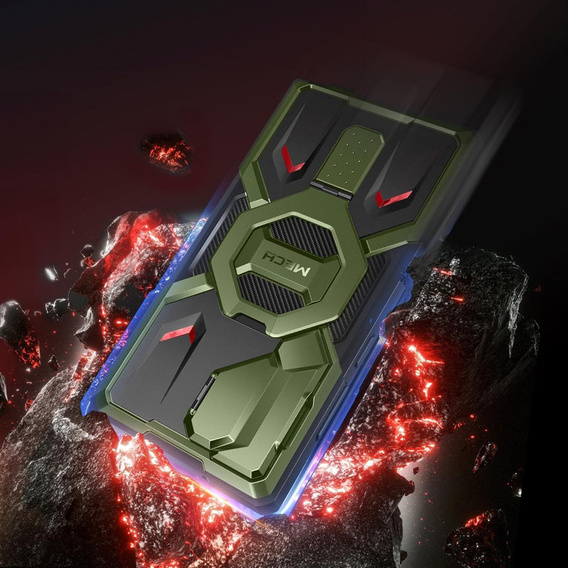 Etui do Samsung Galaxy S25 Ultra, Tongate MECH MagSafe Series, zielone + Szkło Hartowane 9H