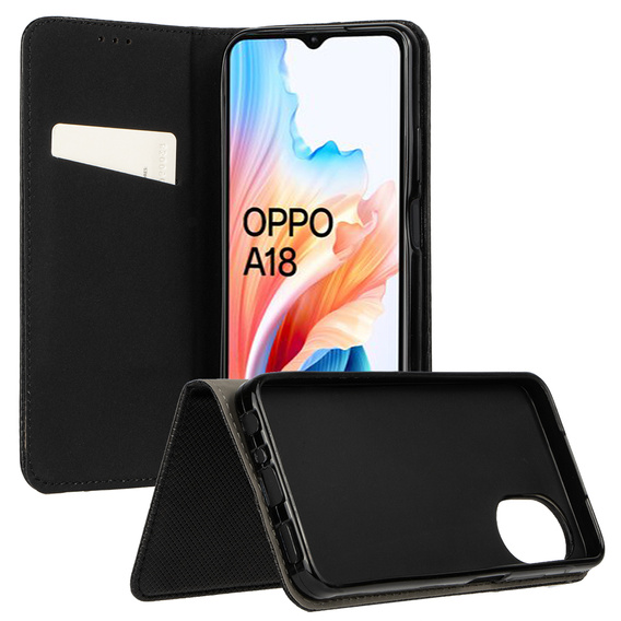 Etui do Realme C67 4G, Smart Magnet, Czarne + Szkło 9H