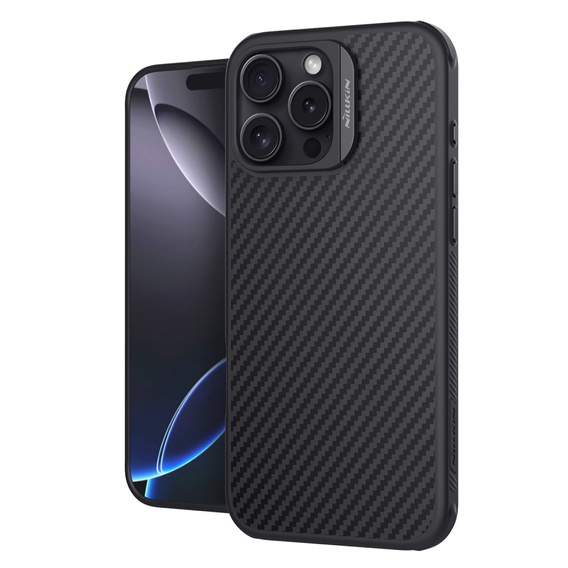 Etui do iPhone 16 Pro Max, pancerne Nillkin, Carbon Fiber, do Magsafe, czarne