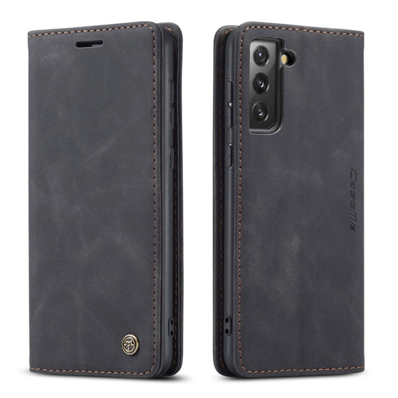 Etui CASEME do Samsung Galaxy S21 FE, Leather Wallet Case, czarne