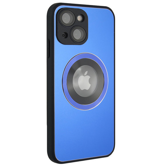 Zestaw Etui do Magsafe do iPhone 14, Hole for Apple Logo, niebieskie + Szkło