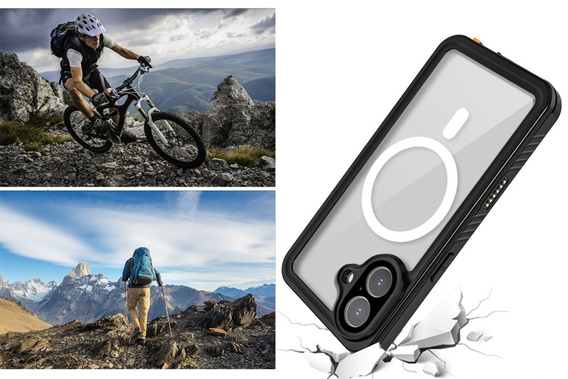 Etui Redpepper do iPhone 17, Wodoodporne IP68, do MagSafe, przezroczyste z czarnymi bokami