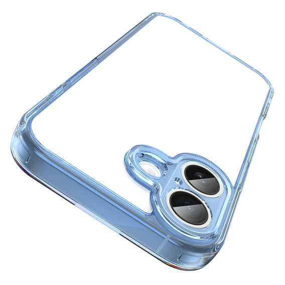 Etui do iPhone 17, z osłoną aparatu, przezroczyste z niebieskimi bokami