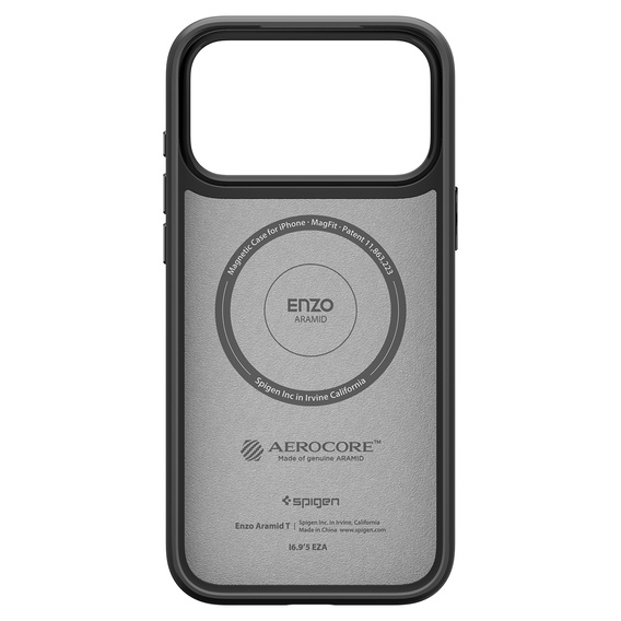 Etui Spigen Enzo Aramid MagSafe do iPhone 17 Pro, carbon czarne