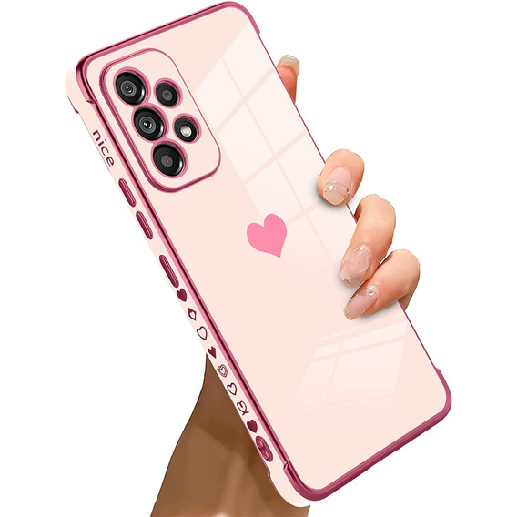 Etui do Samsung Galaxy A53 5G, Electro heart, różowe rose gold