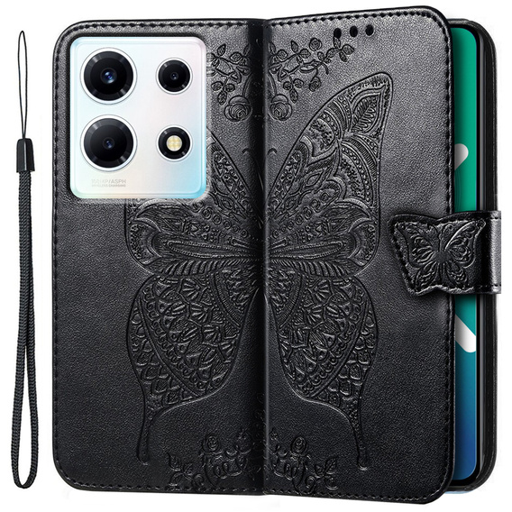 Etui z klapką do Infinix Note 30 VIP, Butterfly, czarne