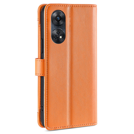 Etui z klapką do Oppo Reno8 T 4G, Wallet Zipper Pocket, pomarańczowe