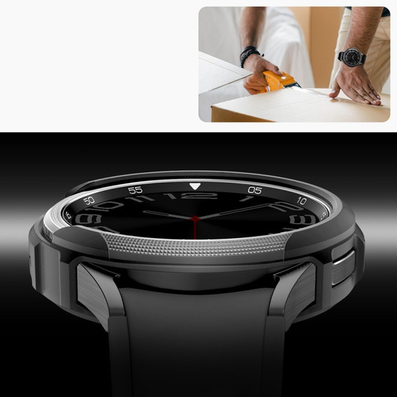 Zestaw Etui Spigen do Samsung Galaxy Watch 6 Classic 47mm, Liquid Air, Czarne + Szkło 2x Hartowane