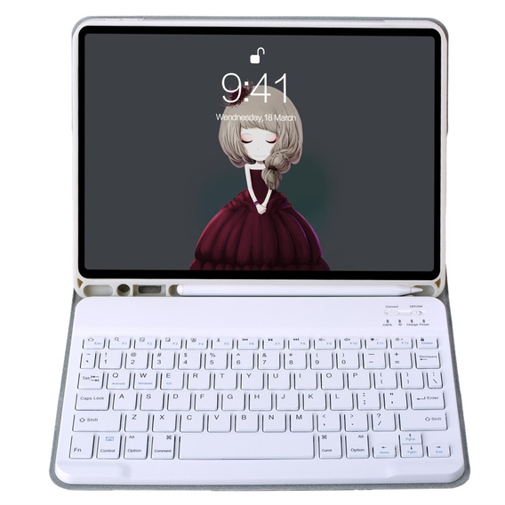 Etui z klawiaturą bluetooth do iPad 11" 2025 A16 (11 gen.) / iPad 10.9" 2022 (10 gen.), Szare
