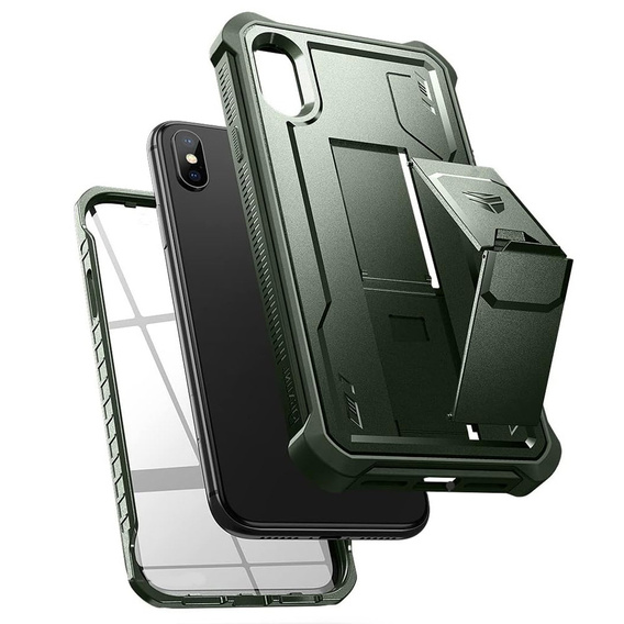 Etui pancerne do iPhone X / XS, Dexnor Full Body, zielone