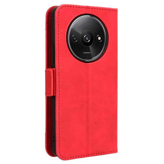 Etui z klapką do Xiaomi Redmi A3, Card Slot, czerwone