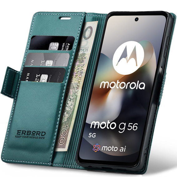 Etui ERBORD Glossy Litchi portfel z klapką do Motorola Moto G56 5G