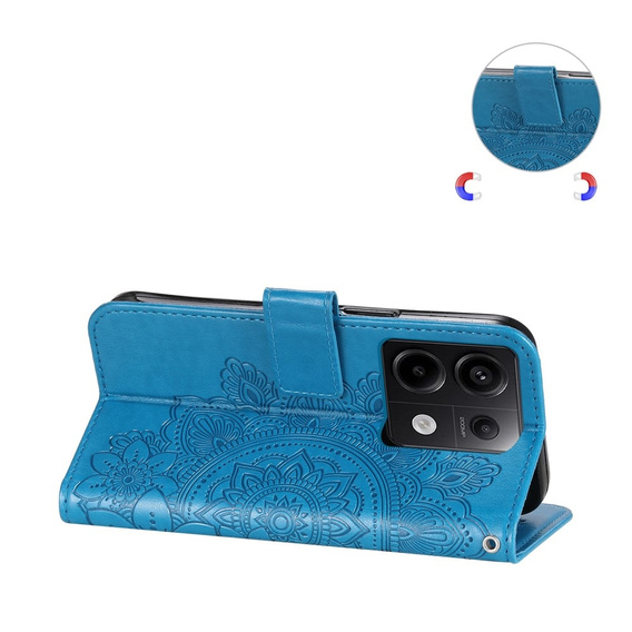 Etui z klapką do Xiaomi Redmi Note 13 Pro 5G, Mandala, niebieskie