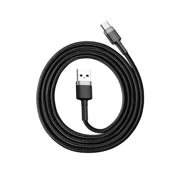 Baseus Cafule 1 m – wytrzymały kabel USB-A do USB-C 3A, szaro-czarny