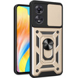 Etui pancerne do Oppo A98 5G, CamShield Slide, złote