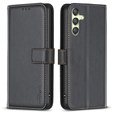 Etui z klapką do Samsung Galaxy A25 5G, BINFEN Wallet, czarne + szkło 9H