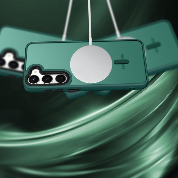 Etui do Samsung Galaxy S21 FE, do MagSafe, ERBORD Matt Case, zielony + Szkło na ekran