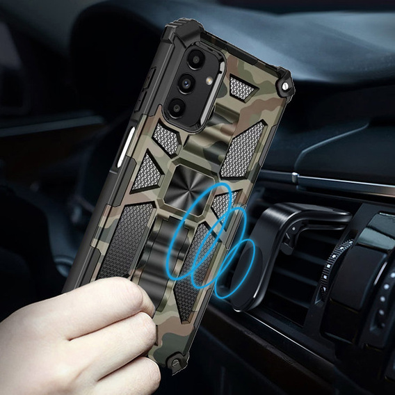 Etui pancerne do Samsung Galaxy A14 4G/5G, z podstawką, Zielone moro