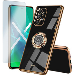 Zestaw Etui Electro Ring do Samsung Galaxy A53 5G, Czarne + Szkło