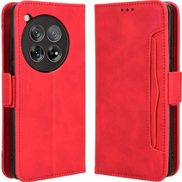 Etui z klapką do OnePlus 12 5G, Card Slot, czerwone