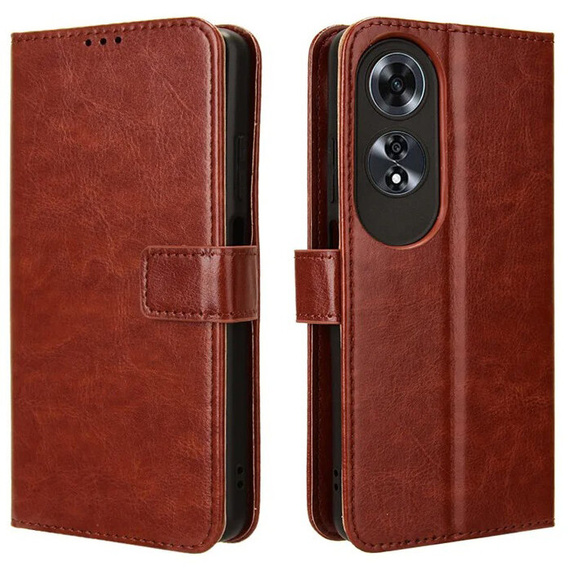 Etui z klapką do Oppo A60, Crazy Horse Wallet, brązowe