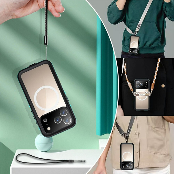 Etui do iPhone 17 Pro, Wodoodporne IP68, SHELLBOX MagSafe, niebieskie