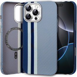 Etui do iPhone 16 Pro, Carbon Fiber MagSafe, niebieskie