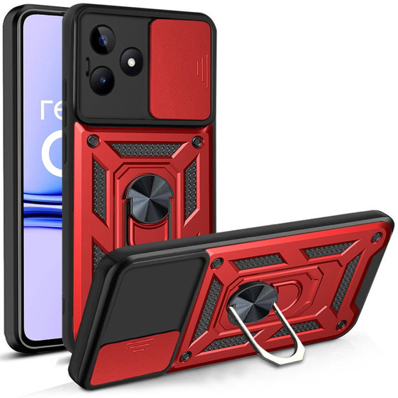 Etui pancerne do Realme C53 4G, CamShield Slide, czerwone