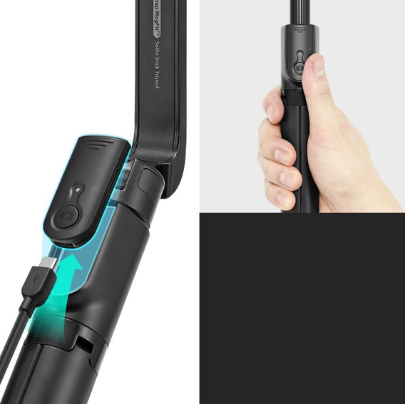 Spigen S580W MagSafe Bluetooth Kijek Selfie Stick Tripod, czarny