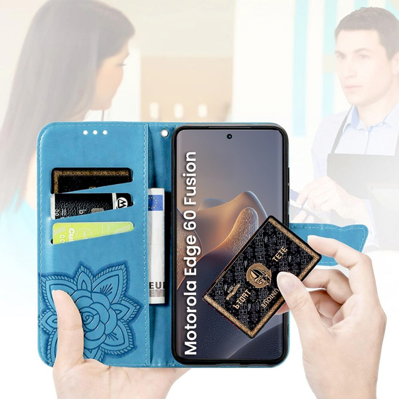Etui z klapką do Motorola Edge 60 / 60 Fusion, Butterfly, niebieskie