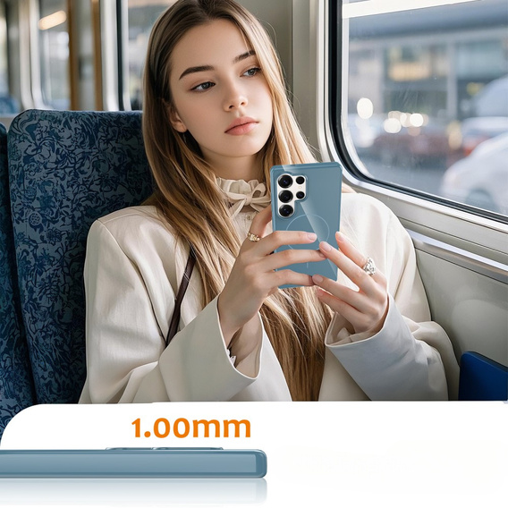 Etui do Samsung Galaxy S25 Ultra, magnetyczne z paskiem – niebieskie