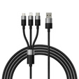 Baseus kabel 3w1 Starspeed USB na USB-C / Micro USB / Lightning 1,2 m 3,5 A - Czarny